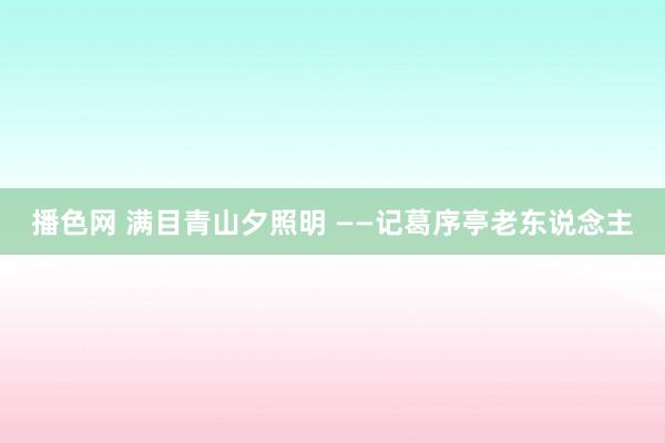 播色网 满目青山夕照明 ——记葛序亭老东说念主