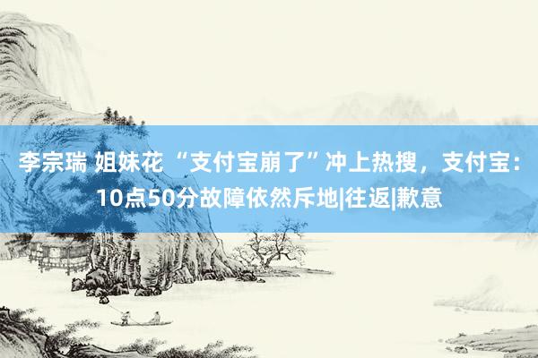 李宗瑞 姐妹花 “支付宝崩了”冲上热搜，支付宝：10点50分故障依然斥地|往返|歉意